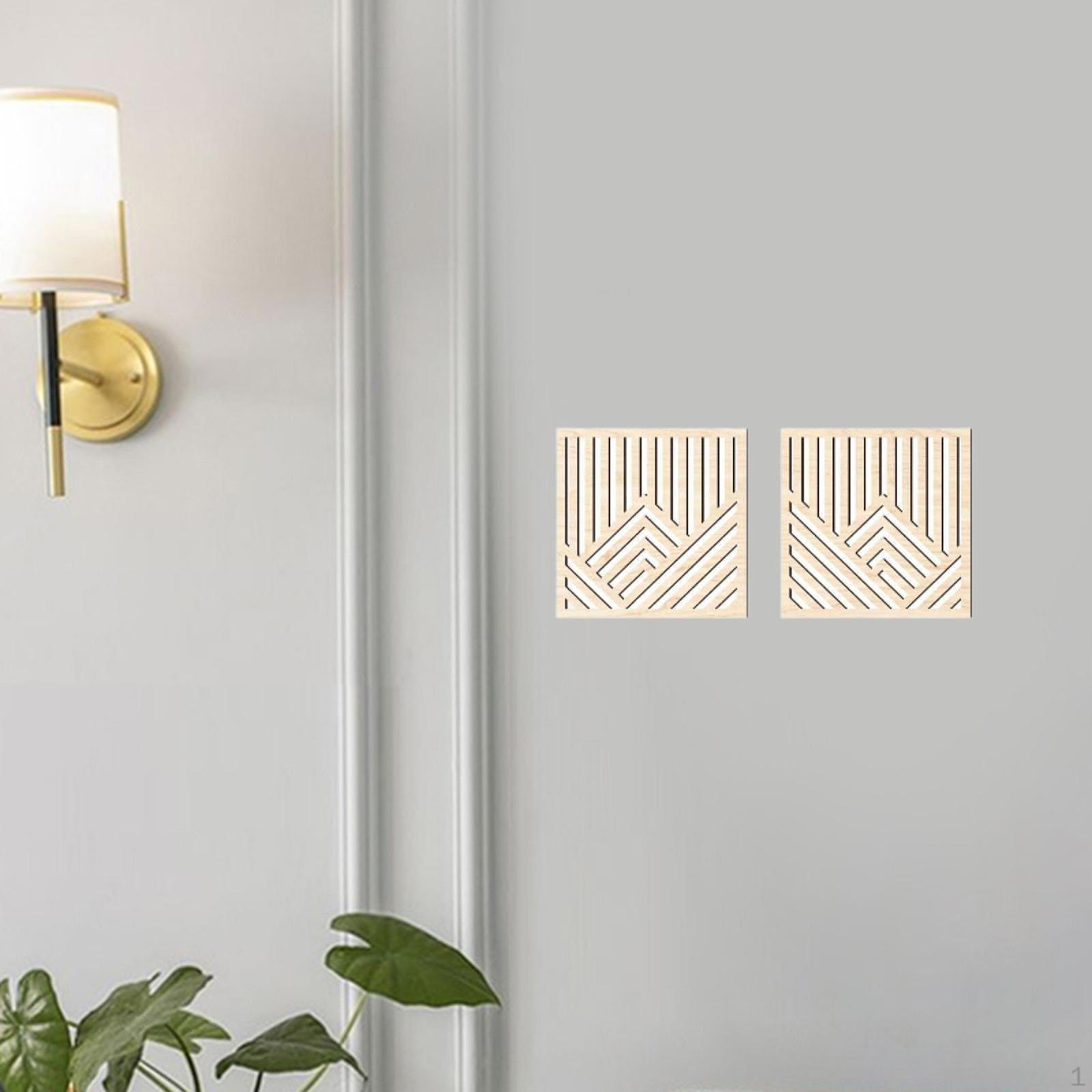 

2 шт. Деревянные настенные художественные наклейки с абстрактным орнаментом 7,87 дюйма x 7,87 дюйма декоративные бежевый