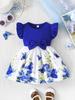 Infant Toddler Girl Floral Butterfly Dress, Ruffle Sleeve Bow Accent Dress, Casual Summer Outfit 6-36M