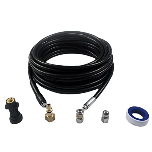 YUET 15 M High Pressure Washer Drain Pipe Cleaning Hose Cleaner Set with Adapter, Hose Unblocking Sewer Injector, Rotating Nozzle Replacement for Karc
