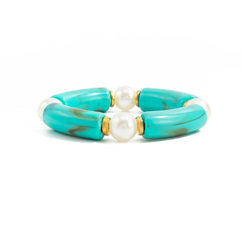 Women Elastic Resin Bead Bracelet Artistic Marbled Comfort Fit Fashion Statement Bracelet Suitable for Various Event