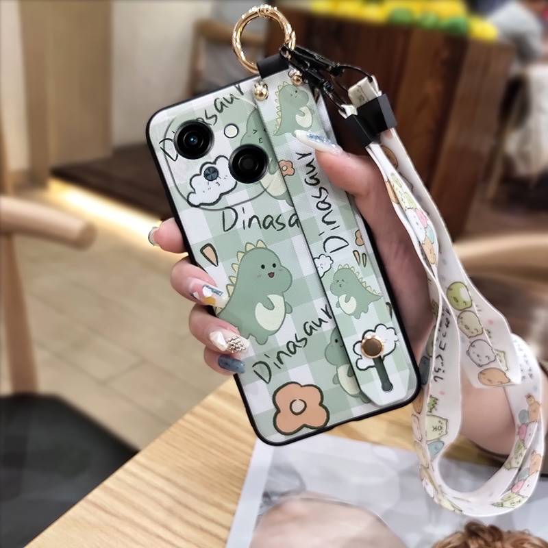 Silicone Ring Phone Case For Tecno POP9 4G/Spark GO 1/KL4 Cute Kickstand Wristband Soft case Waterproof Wrist Strap