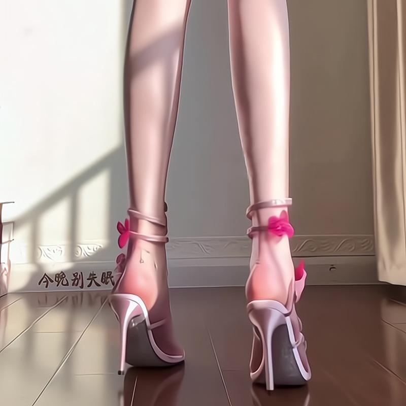 Fairy style flower high heels female 2025 summer new niche design snake-shaped winding stiletto sandals
