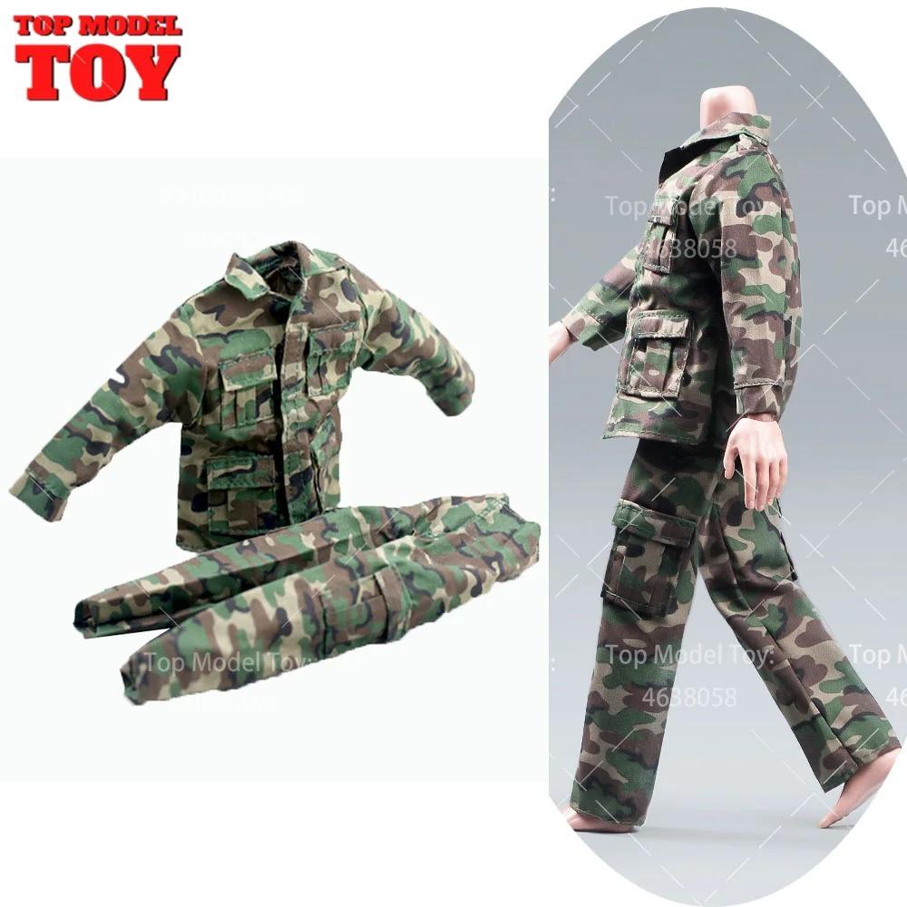 1/6 Scale Jungle Camouflage Combat Uniforms Coat Pants Clothes Set Model For 12" Male Soldier Action Figure Body Dolls Toy