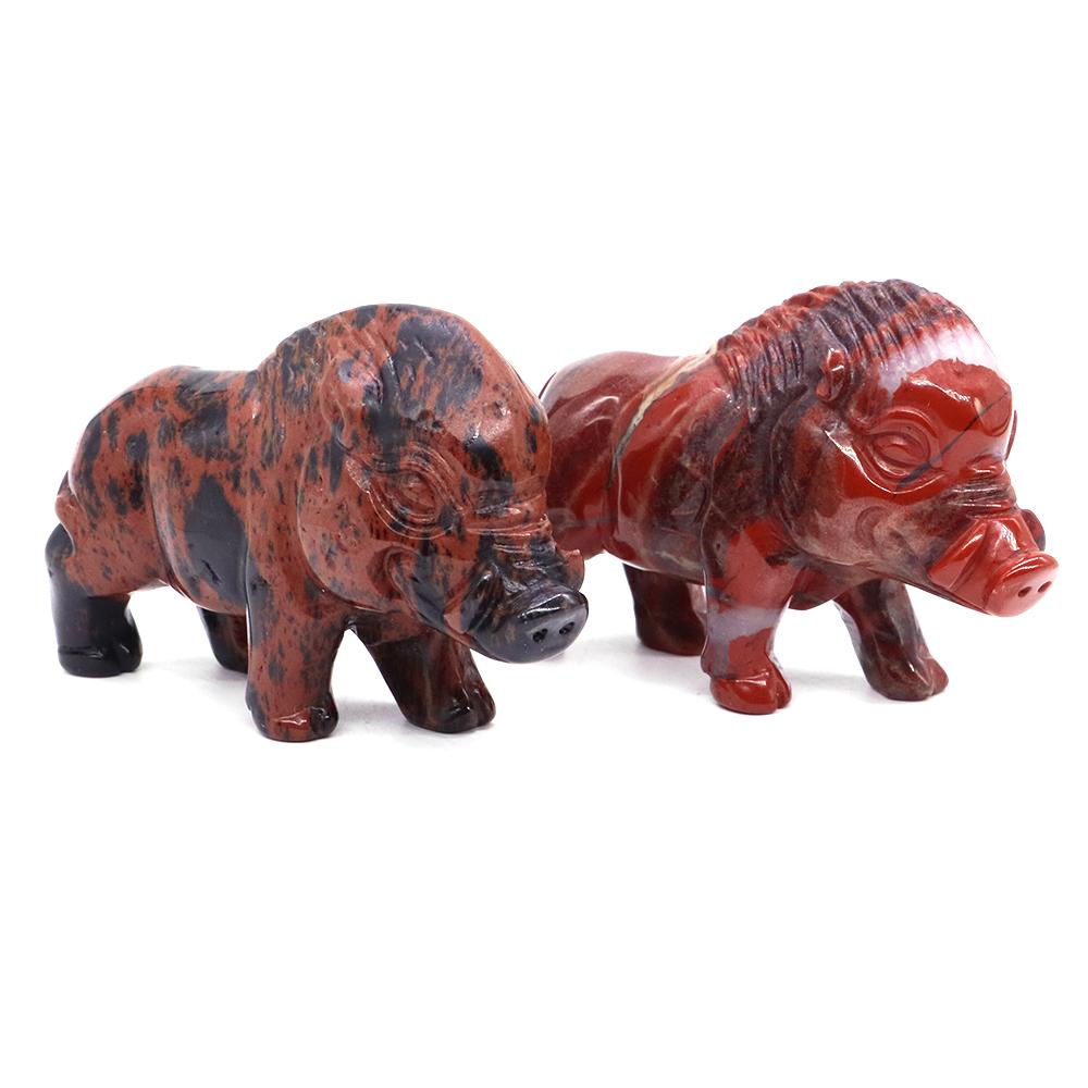 Wild Boar Statue With Natural Crystals Hand Carved Healing Animal Figurine Reiki Gemstone Craft Home Decoration Gem Gifts 2.8 In