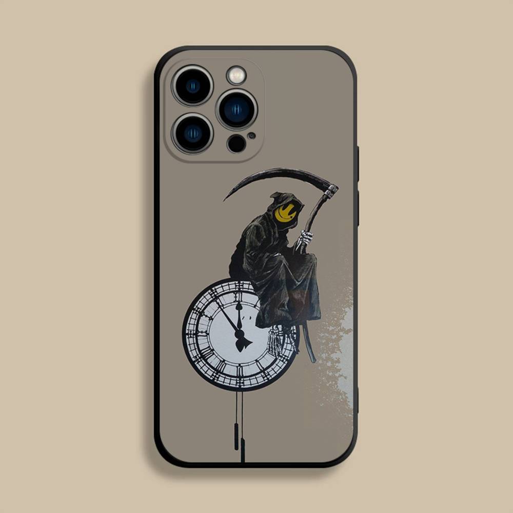 

G-Художник граффити B-Бэнкси Чехол для телефона для iPhone 17,16,15,14,13,12,Pro,Max,Plus,E,SE4,Air,Mini Черный Мягкий Чехол iPhone15pro