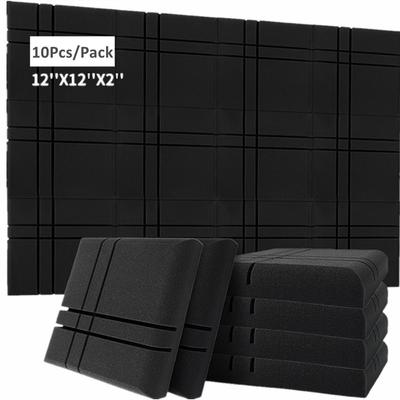 10Pcs/Pack Painéis de espuma acústica 12"x12"x2" Almofada de parede de absorção de som Estúdio KTV Sala de bebida Espuma à prova de som Esponja com fitas adesivas