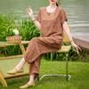 Women's Summer Printed 2-Piece Outfit, Plus Size Casual Short Sleeve Top & Pants Set (XL-5XL)