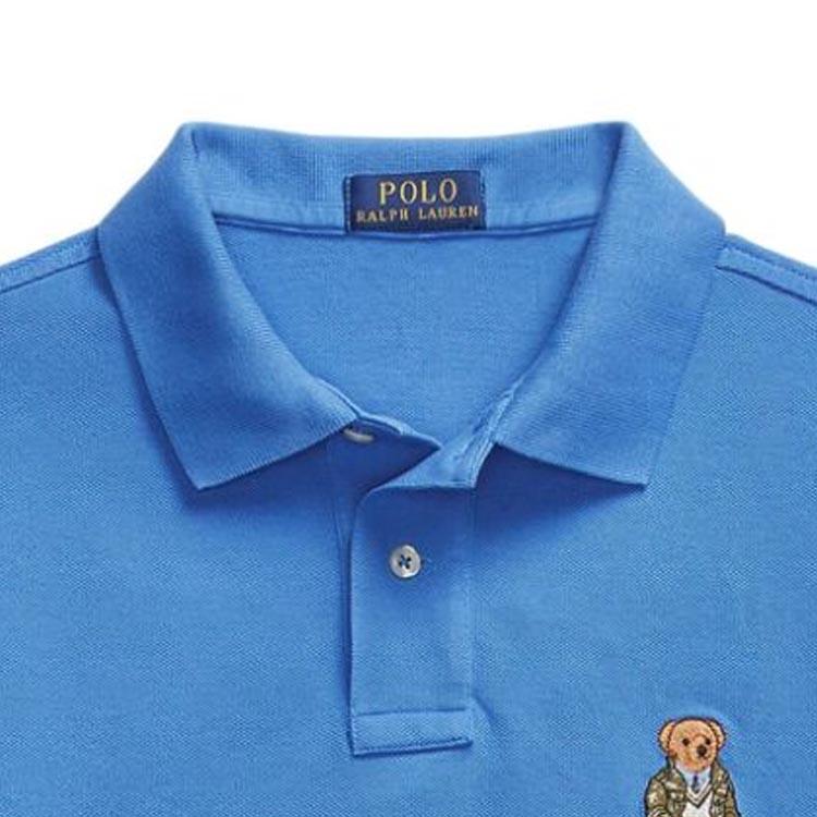 Polo Ralph Lauren SS24 Bear Pattern Embroidered Short Sleeve Polo Shirt Men Tops Cornflower-Blue 710853312-025