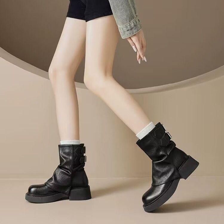 

Размер 35-43, Женская обувь большого размера Maillard Короткие ботинки Женские коричневые брюки Ботинки Мартина 41 Платформа Ботинки на меху Женские 42 40 чёрный