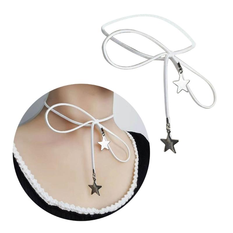 Moda Urocze Owijane Koreańskie Chokery z Tkaniny Naszyjniki Kobiety Naszyjnik Statement z Pięcioramienną Gwiazdą Biżuteria DIY Prezenty dla Dziewczyny
