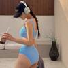 Conservative Style Women's Bikini Swimsuit Student Thermal Spring Bathing Suit Simple Retro Strap Vest Top Slimming Effect