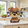 1PC Funny Wooden Yellow Puppy Glasses Frame, Creative and Cute Glasses Display Stand