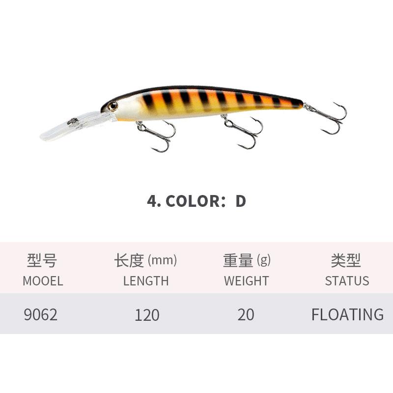 120MM/20G Road Lure Long Tongue Minnow Diving Imitation Fake Bait Freshwater Sea Fishing Warp Bass Fishing Lure Sea Bass Road