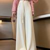 2025 Women's High-Waisted Slimming Wide-Leg Knitted Pants - Autumn/Winter Style, Loose Fit, Straight-Leg Design