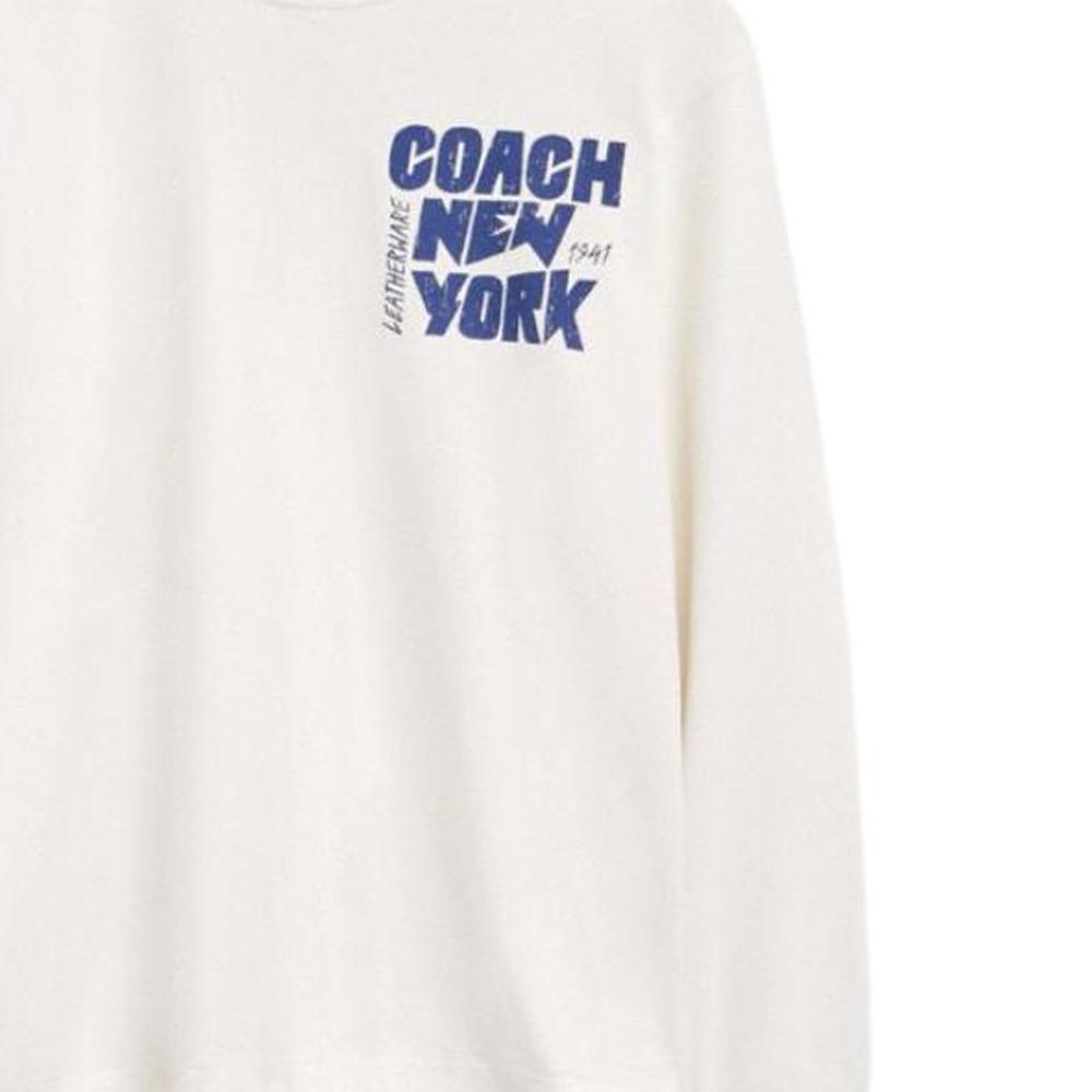 Coach Letter Logo Print Round Neck Long Sleeve T-Shirt Men T-Shirts White CW771-WHT