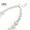 Faux Pearl Earrings Necklace 3Pcs/Set Imitation Pearls Jewelry Set, Adjustable Length Choker with Ear Studs White Dress Set And Bracelet, for Weddings
