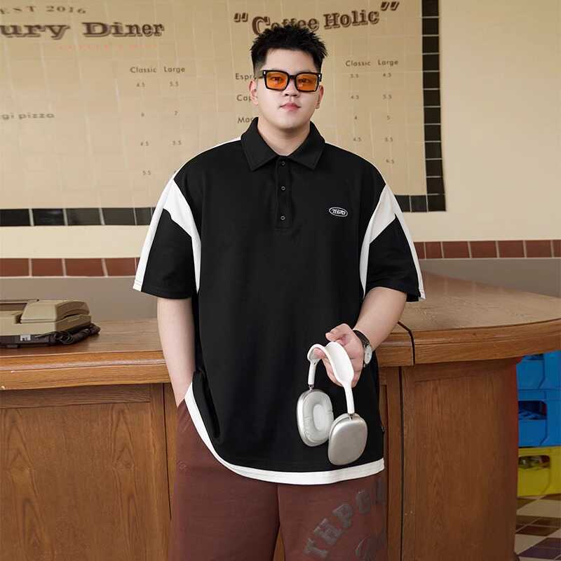 Plus Size Trend Moisture Wicking Soft High Quality Breathable Men's Loose Polo Shirt--Wrinkle Resistant Casual Sports Short Sleeve Neck Shirt