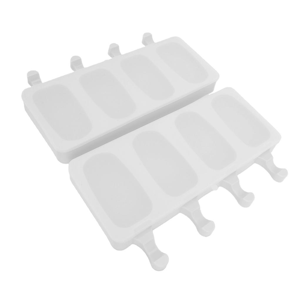 Ice Cream Moulds Quick Release Silicone 4 Cavity Oval Ice Pop Moulds with Wooden Sticks for Cake Pop