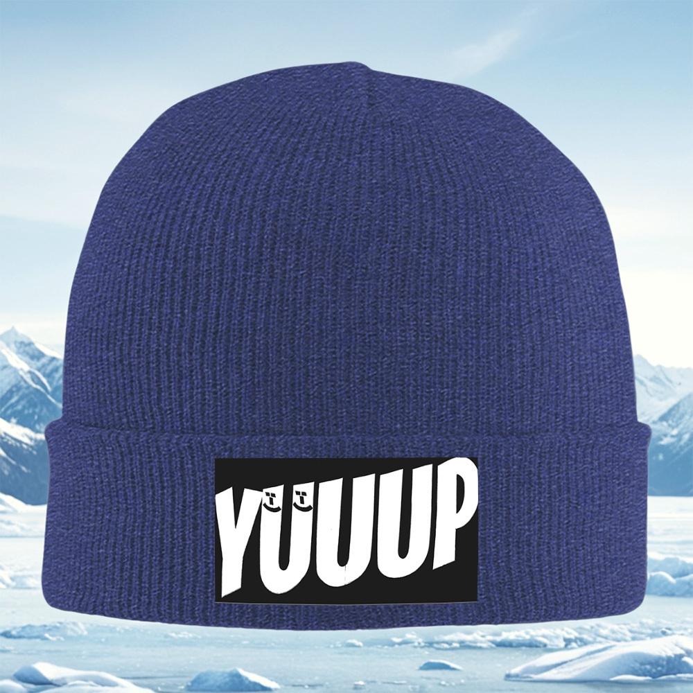 

Words Yuuup smile cheerful happy Men Women Unisex Knitted Hat Beanie Pullover Cap Winter Thermal Warm Christmas Outdoor Cycling