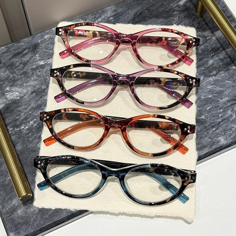 Stylish Women's Cat Eye Reading Glasses Men Classic Retro Far Sight Eyeglasses Flora Printed Ultralight Oval Frame Presbyopia