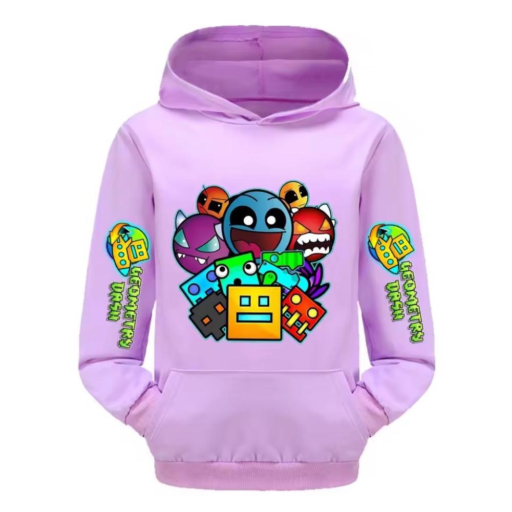 

Худі з принтом Geometry Dash для дітей, повсякденні куртки, чоловіча толстовка з капюшоном, одяг для дівчаток на весну-осінь, дитячий одяг 120