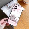 Cartoon Peach Mochi Cat Case For OPPO A96 A76 A16 A5 A9 A15 A54 A74 A94 A78 A98 A17 A77 A52 A72 A93 A57S A54S A53S
