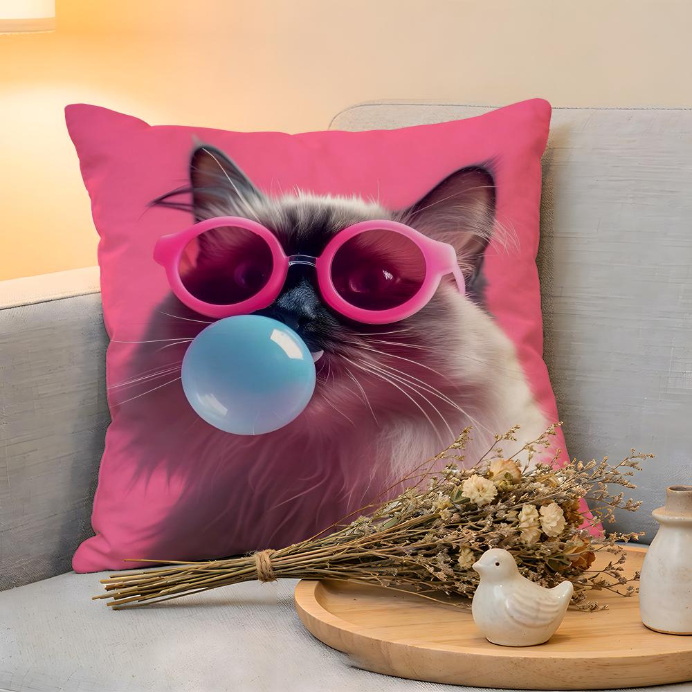 Cushion Cover Linen SkinFriendly Soft Decorative Case For Sofa Home Decor Kwaii Anime Vibrant Bubble Pillow Cover