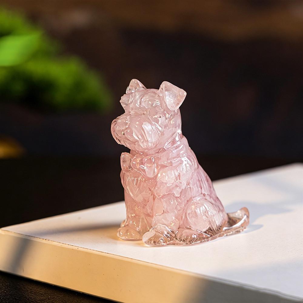 Resin Crystal Dogs Snow Shih Tzu And Golden Retriever Home Decor Gift For Animal Lovers