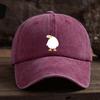 Cute duck print baseball cap with adjustable snap button, breathable fabric, outdoor casual headpiece