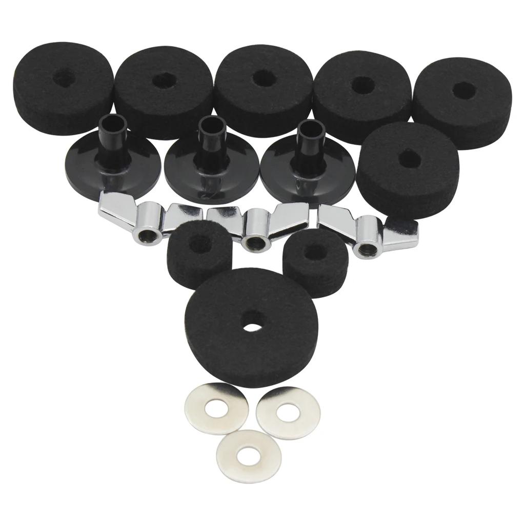 LADE Cymbals Stand Sleeves Felts Pad 18 Pcs Set With Washer Base Wing Nuts Replacement For Drum Hi-Hat Cymbal Stand Accessory
