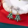 Trendy Christmas Tree Long Pendant Earrings High Temperament Fashion Zircon Jewelry Xmas Gift Collection Studs Party New Arrival