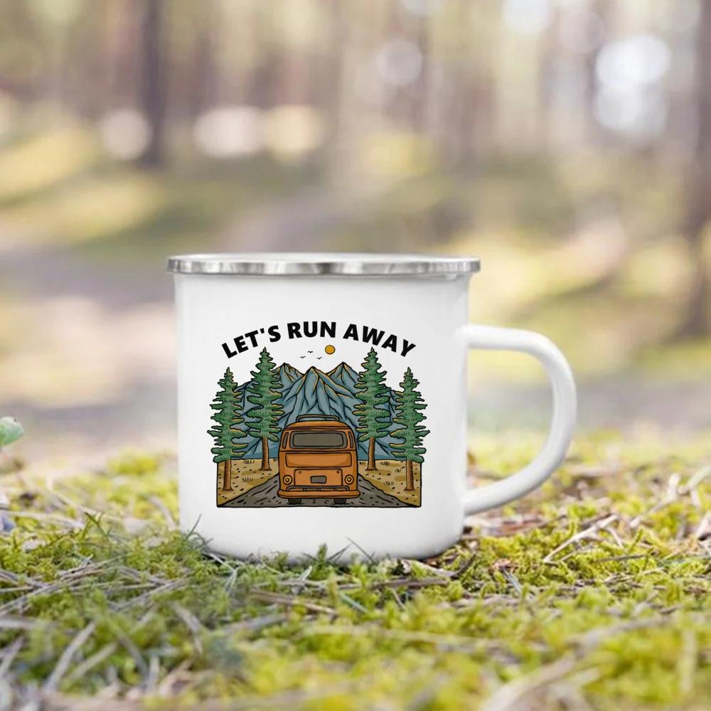 Life Is A Journey Enjoy The Ride Print Camping Mug Adventure Campfire Party Beer Juice Cup Mountain Handle Cups Gifts for Camper
