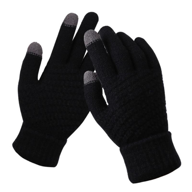 Winter Women Touch Screen Gloves Trendy Multi-color Jacquard Knitted Warm Gloves For Outdoor Cycling