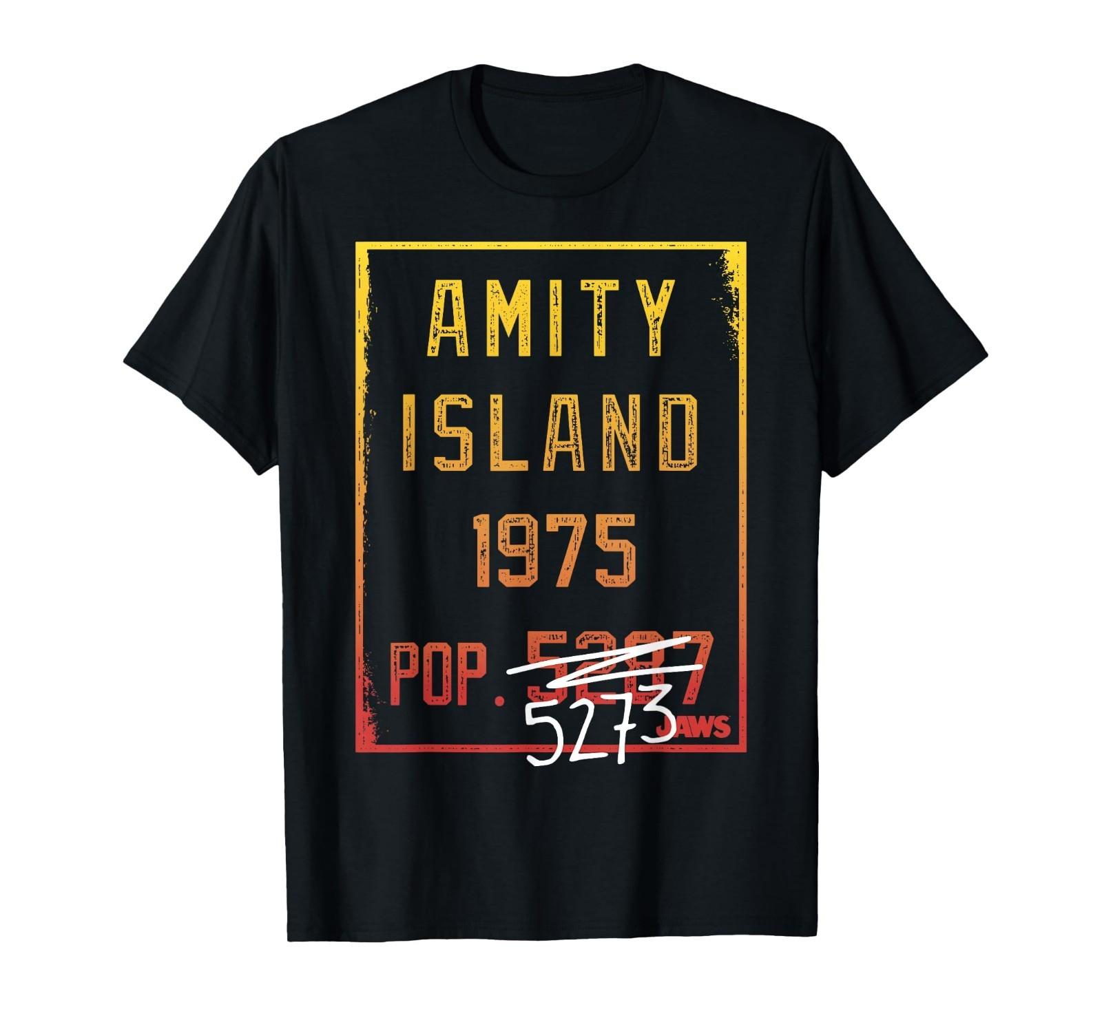 Jaws Amity Island 1975 Population Graphic T-Shirt Mens Womens Tees Top T-Shirt Mens Womens Tees Top 2XL