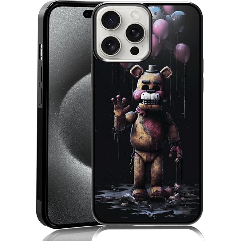 Black Cute FNAF Phone Case Fit for iPhone XR, TPU Shockproof Protective iPhone Case Horror Five Nights Video Game Phone Cover Gift for Boy Girl Men