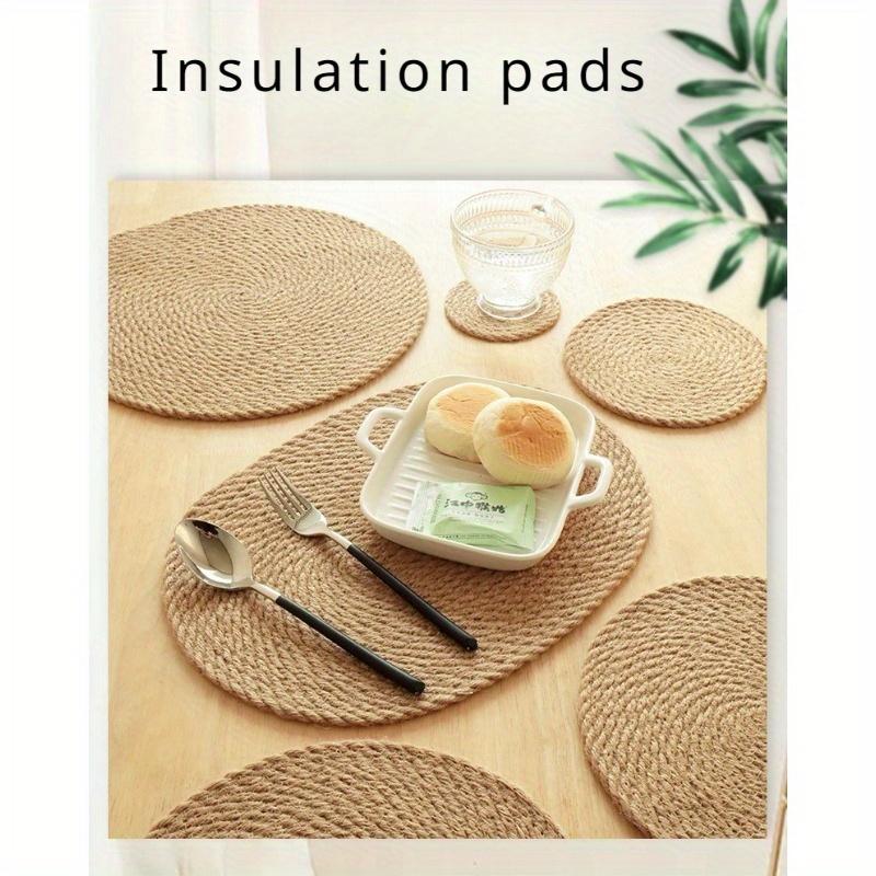 Linen Straw Insulation Mat, Dining Table Placemat, Straw Coaster, Home Mug Mat