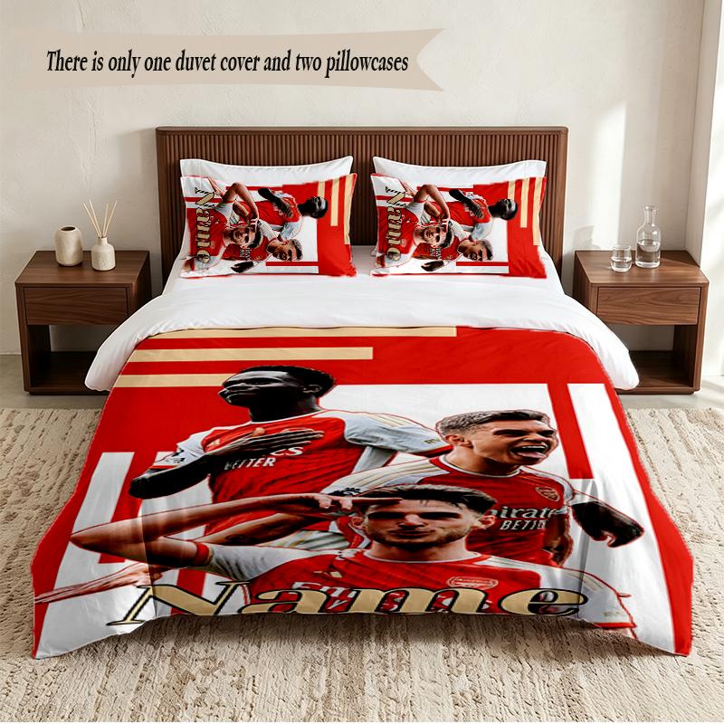 Arsenal Personalized Custom Name 3‑Piece Bedding Set Soft Duvet Cover Set For Bedroom Home Decor