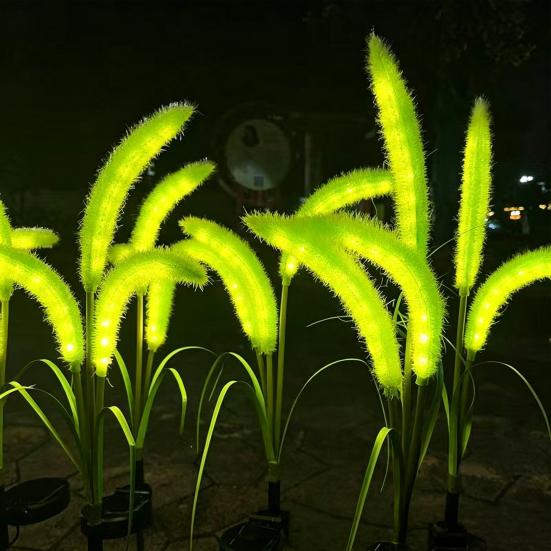 Solar Foxtail Light LED Foxtail Grass Solar-Powered Garden Light Decorative Light-up Foxtail Plant for Outdoor Yard Patio Lawn