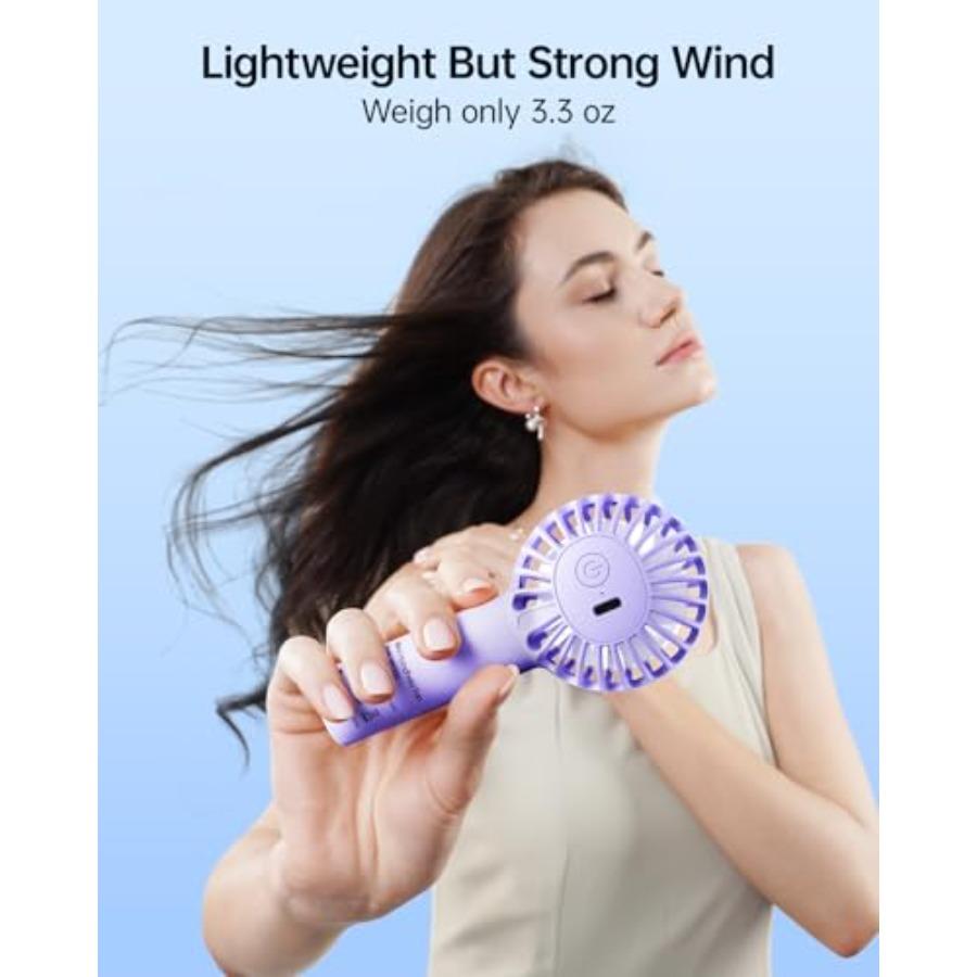 Mini Portable Fan - Rechargeable Handheld Fan, 3 Speeds Personal Small Hand Gifts for Travel Essentials, Lash, Makeup, Eyelash,