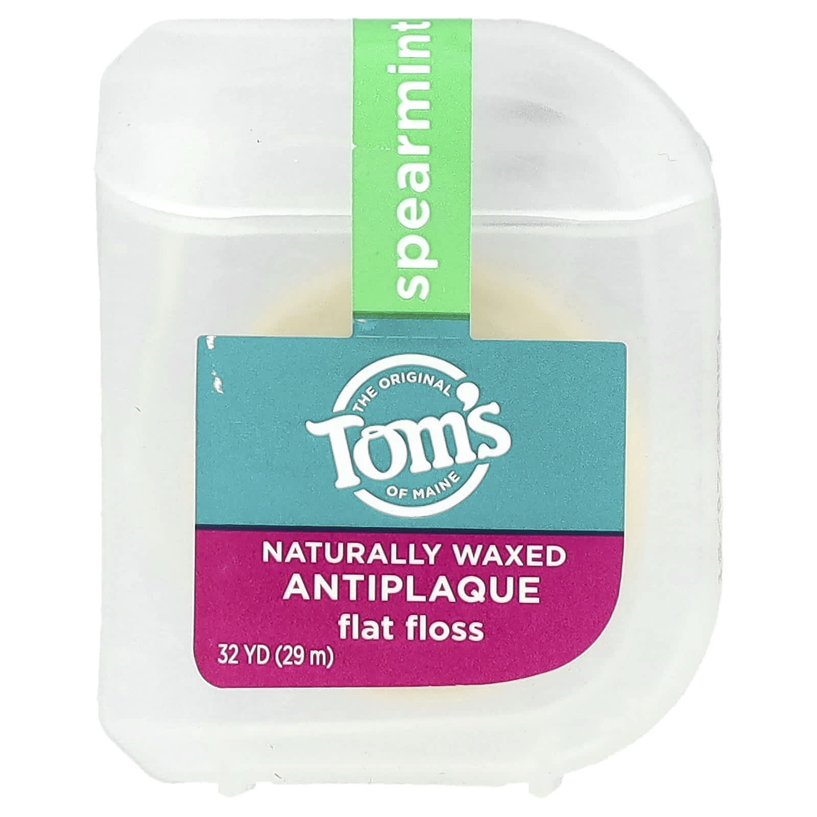 

Tom S Of Maine, Natural Waxed Anti-Plaque Flat Floss, Spearmint, 29M(32Yd)