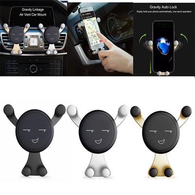 360° Rotating Cartoon Smiley Face Gravity Car Mount Air Vent Stand Holder for Mobile Cell Phone GPS