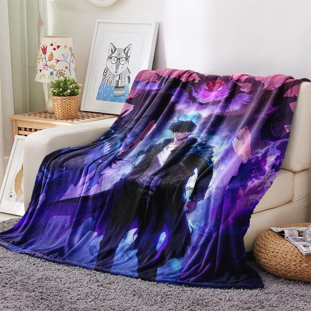 1PC Solo Leveling Print Flannel Blanket, High quality Comfortable for All Seasons, Home Decor, Warmth and Comfort, Perfect for Christmas Gifts170