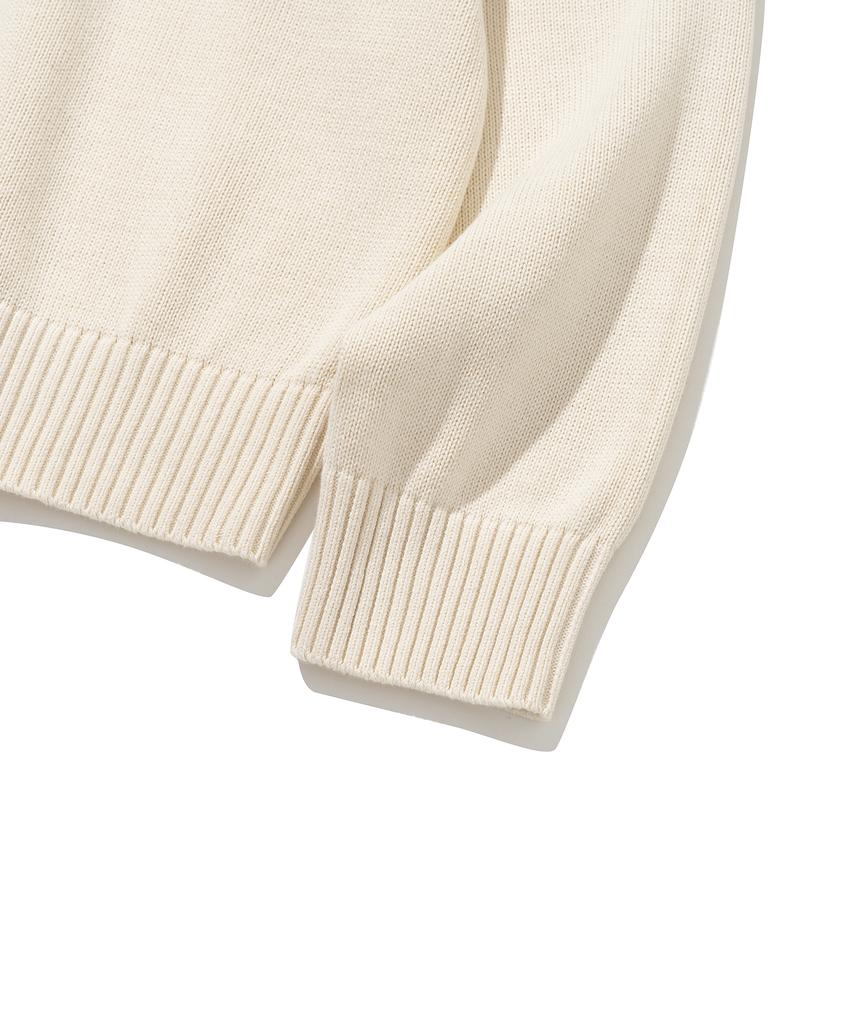 KNITTED Cotton Button Collar Knit Oatmeal