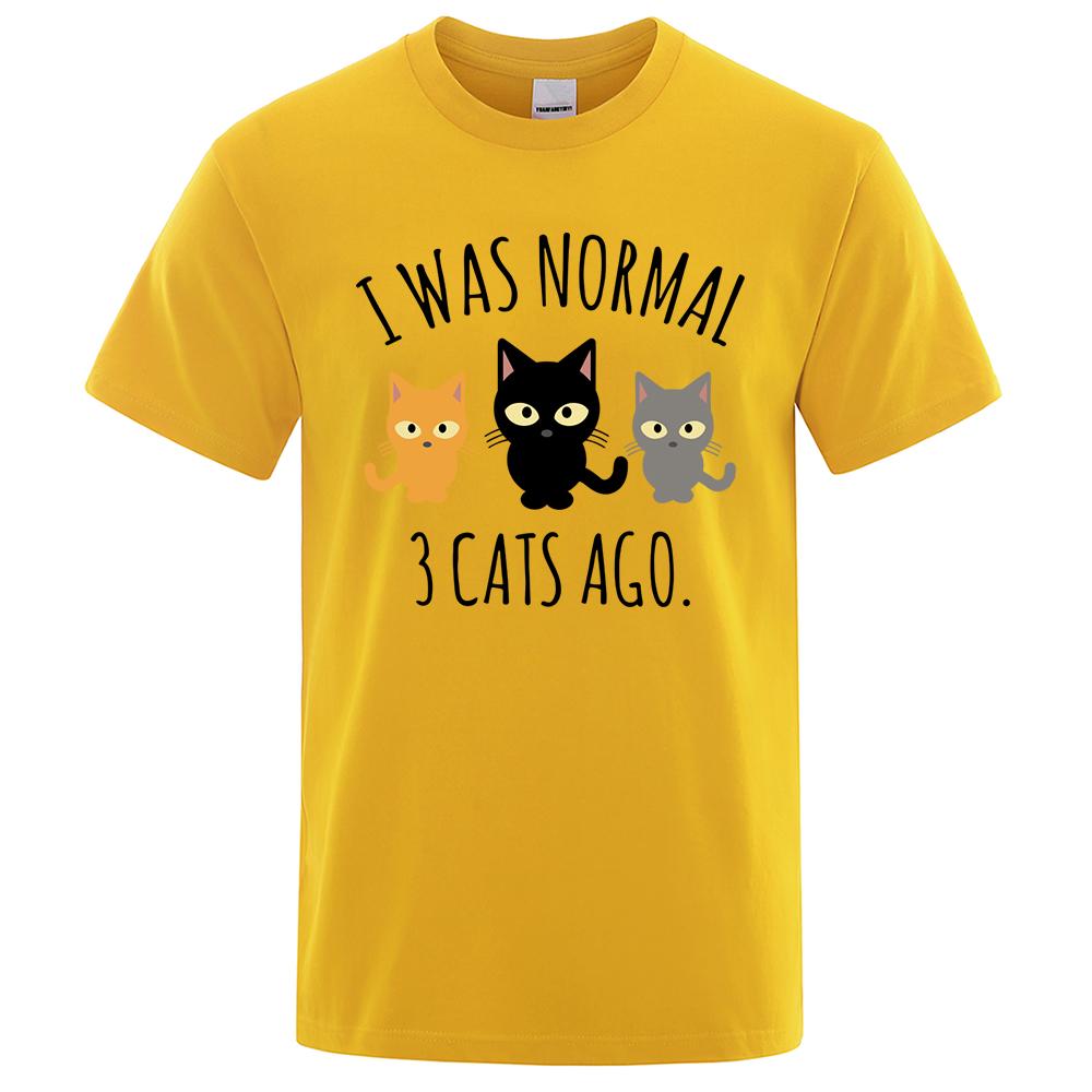 Ich war normal vor 3 Katzen Bedruckte Herren T-Shirts Normale Ärmel Kleidung Mode Atmungsaktive T-Shirts Herren Lässig Sommer T-Shirts