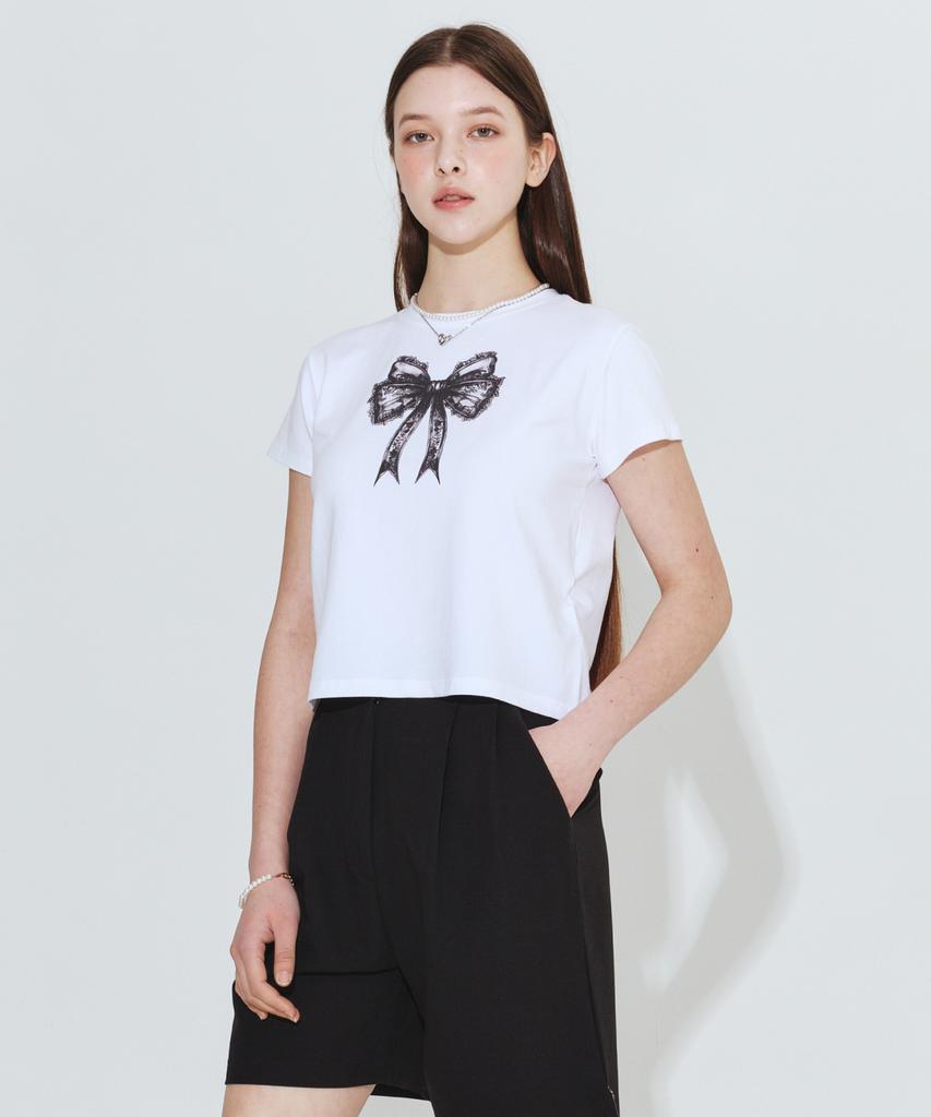 Damiswi Lace Ribbon T-Shirt_White
