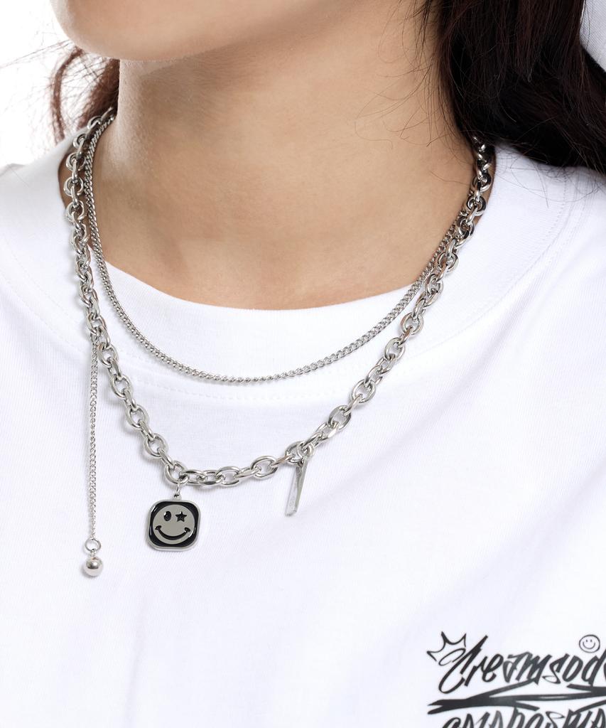 Cream Soda Lab Smile Pendant Layered Chain Necklace