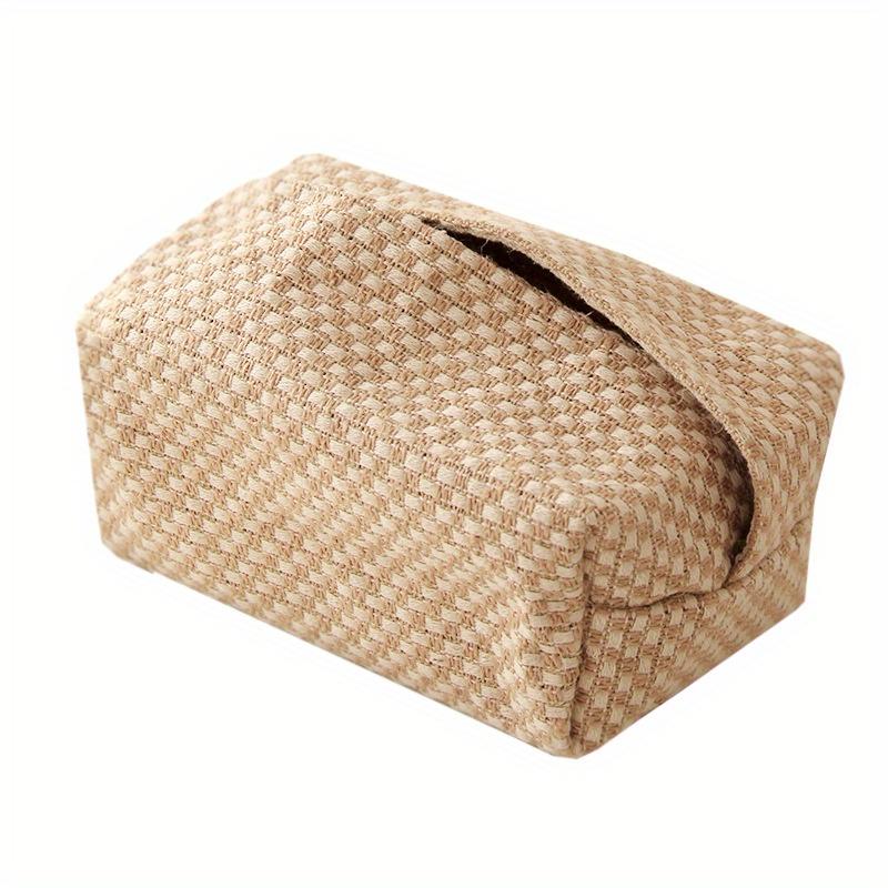 1PC Cotton Linen Tissue Box Simple Concave Shape Paper Storage Box for Home Living Room Bedroom Desktop