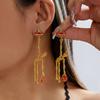 Crystal Pumpkin Ear Studs Zircon Long Tassel Drop Earrings Punk Halloween Skull Earrings  Party