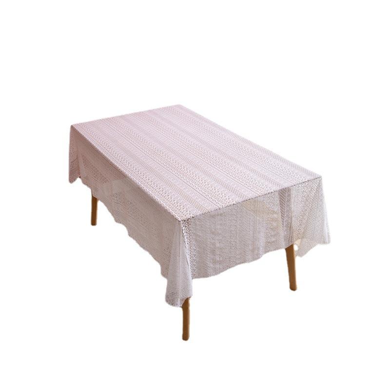 French Lace Beige Tablecloth Brocade Cotton Hollow Photo Flower Tablecloth Table Cloth Wedding Decoration