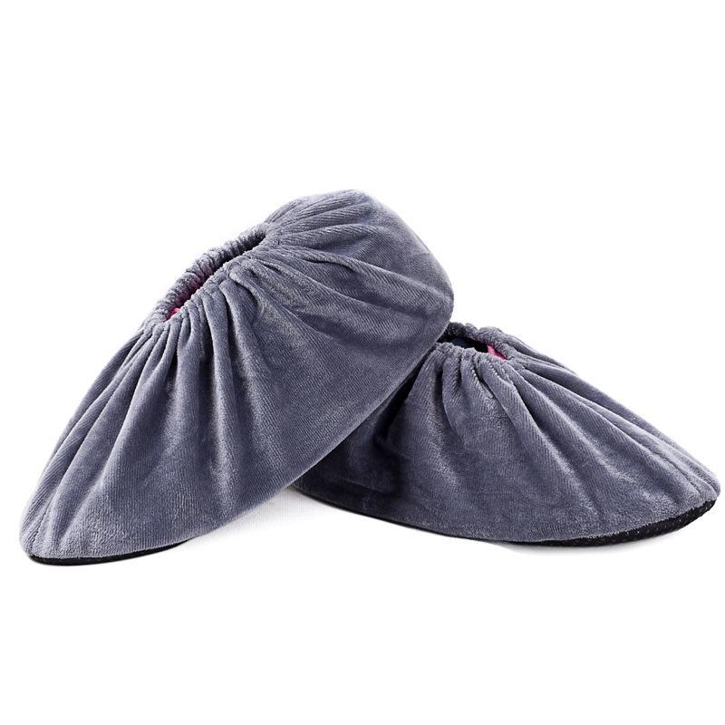 1 Pair Thicken Plush Shoe Covers Reusable Anti-Slip Soles Durable Wear-Resistant Foot Covers For Indoor Outdoor Shoe Covers